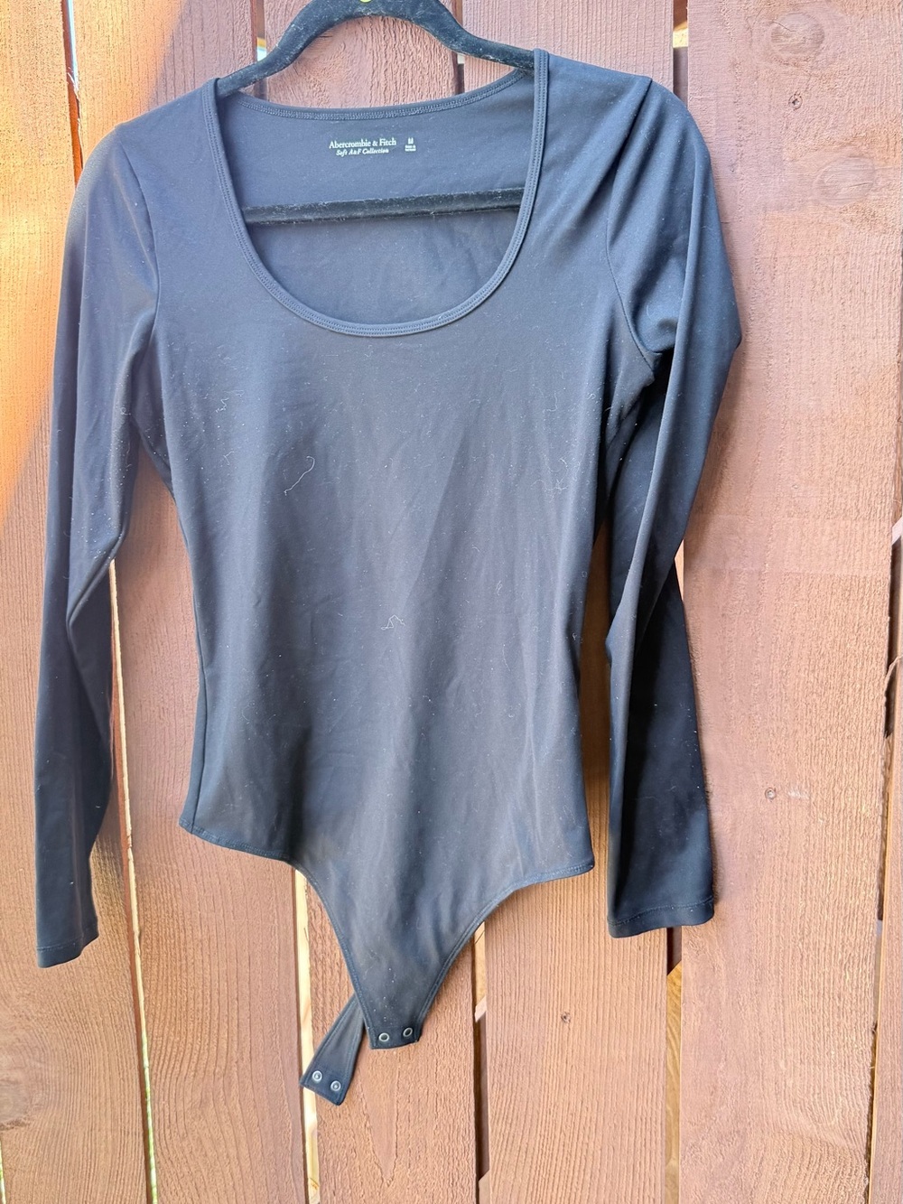 Abercrombie & Fitch Black Long-Sleeve Scoop Bodysuit